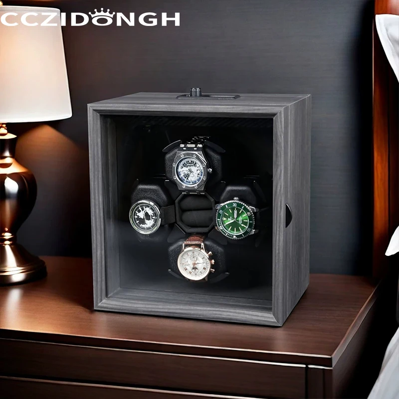 CCZIDONGH 4+0 Watch Winder Automatic Watches Ebony texture Mechanical Watch Box Watch Jewelry Display Box Storage Case