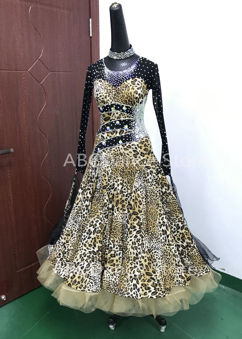 Women ballroom dance dress Standard Dance Dress ballroom dress for Competition modern dance Costume  Leopard  ABCDance Store