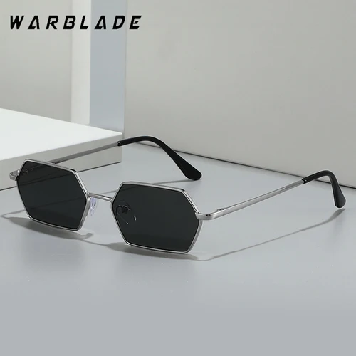 Nuevas gafas de sol pequeñas Punk para mujer y hombre, gafas de sol con montura metálica hexagonal Vintage, gafas de sol de diseñador de marca de lujo a la moda para mujer UV400