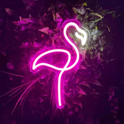 Roze Flamingo LED-neonreclame Licht om op tafel in te stellen Party Home Wanddecoraties Aanpasbare neonstriplamp