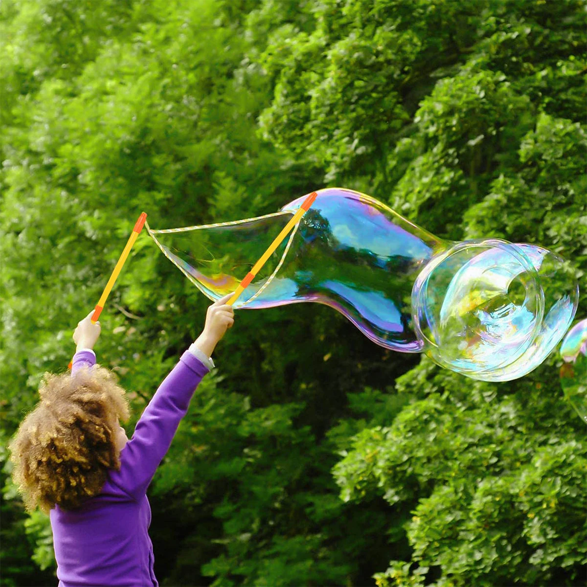 Corde à bulles géante en acier inoxydable, 2 pièces, baguette de conception télescopique, cadeaux de fête, activité de plein air pour enfants