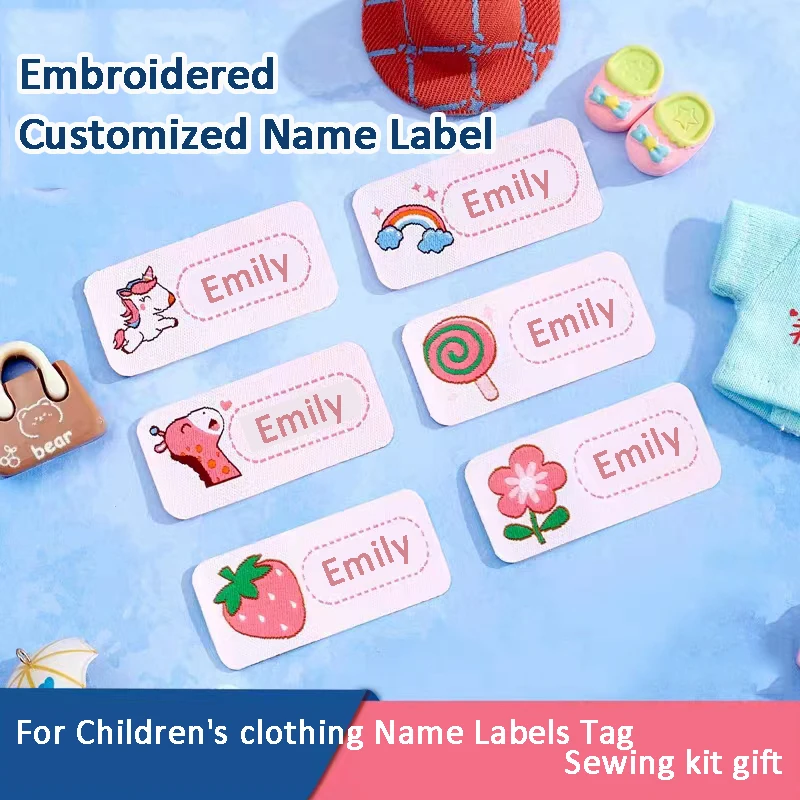 

Embroidery Customized Name Label Sticker for Children Clothing Kids Sew on School Uniform Bag Clothes Personal Name Strip Tag