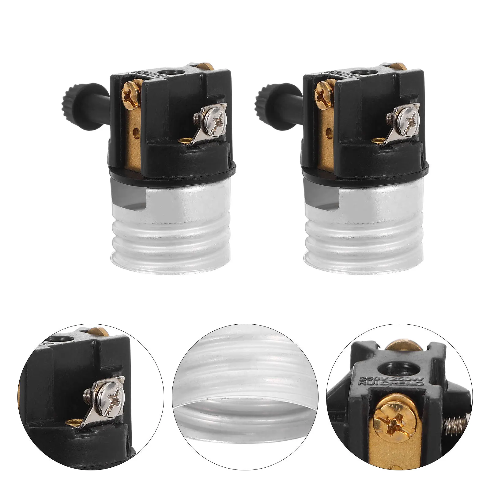 

6Pcs E26 Lamp Socket Aluminum Replacement Durable Locking Design Waterproof Dustproof for Table Floor Lamps Light Bulb Base