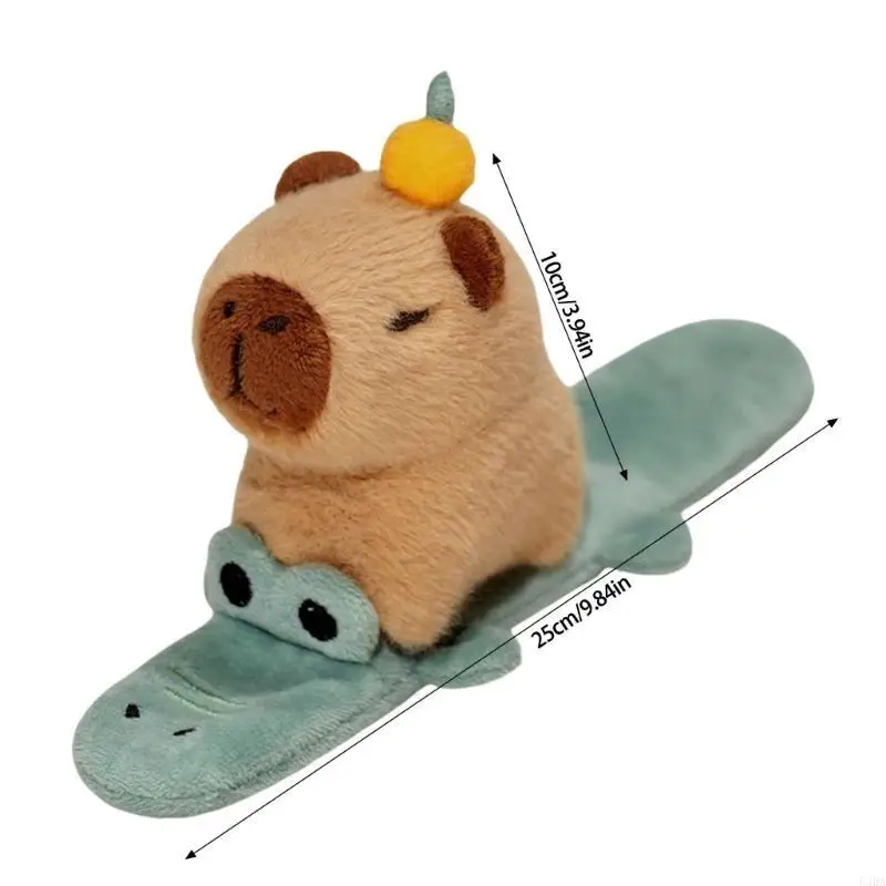 54DA para niños Capybara Slap Pulsera Mini Mandarina Felpa Cómodo Usar Regalo del día del niño Accesorios para Fotos