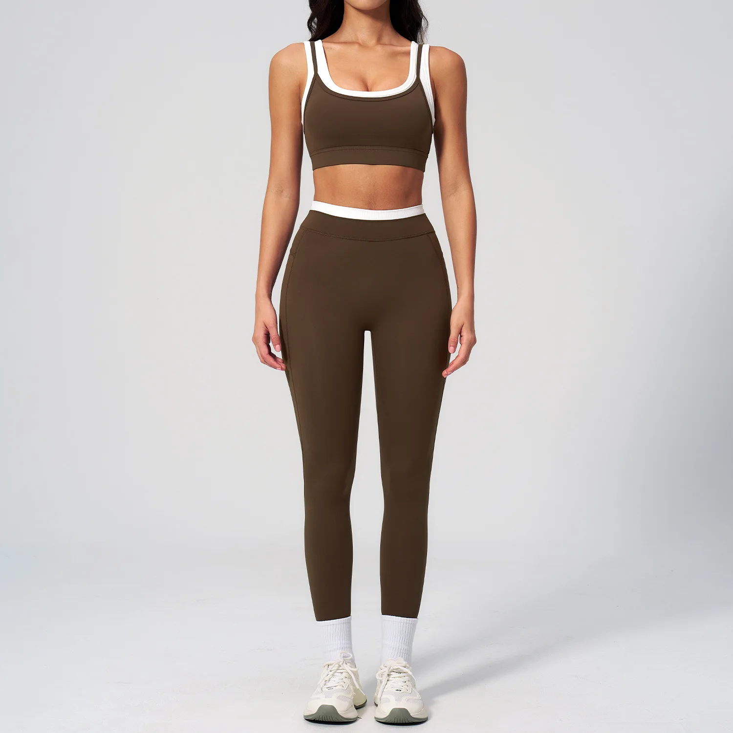 Women's Tracksuit 2PCS Yoga Set Athletic Wear Pilates Fitness Clothes Gym Outfits Workout Sets Push Up Sports Bra Leggings Suit