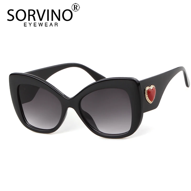 SORVINO-gafas de sol con forma de ojo de gato para mujer, anteojos de sol femeninos con espejo cuadrado, diseño de marca de lujo, Retro, flor, decoración de corazón