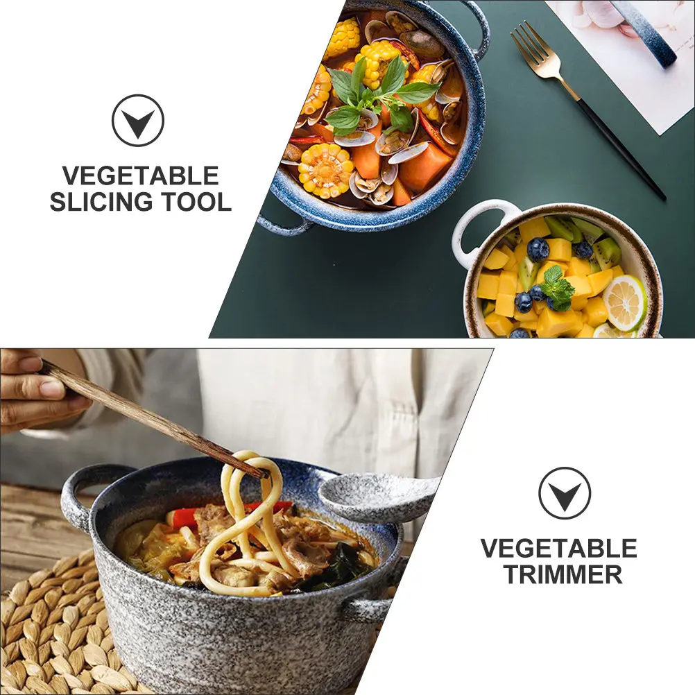 1Pcs Premium Ceramic Double-Handle Soup Bowl Japanese Style Noodle Bowl Food Container for Home Restaurant Hotel Eco-Friendly