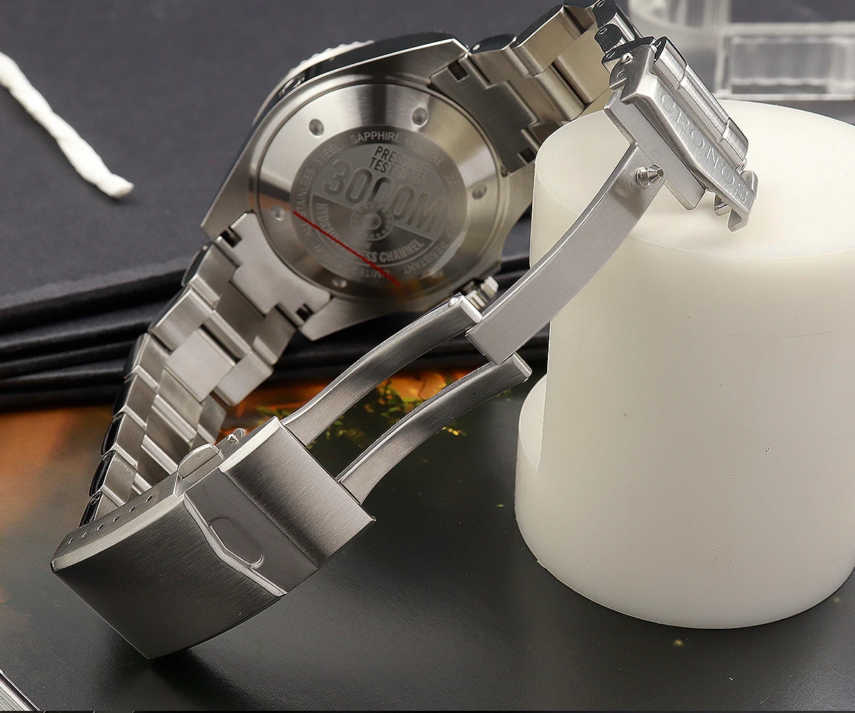 Cronos  L6009M Automatic Diving Man Watch Stainless Steel Bracelet 2000 Meters Water Resistance Professional Diver Men's Watches