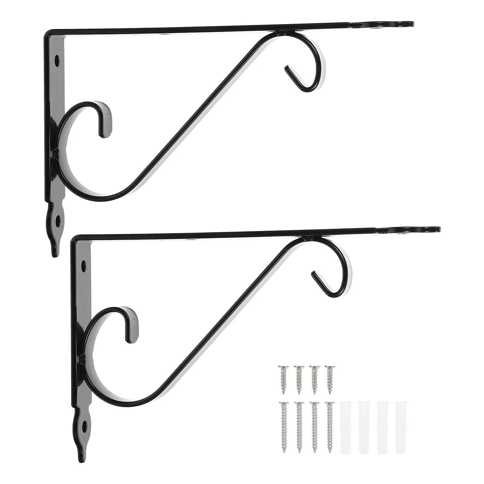 2Sets Heavy Duty Iron Shelf Brackets Wall Mounted Corner Brackets for Kitchen Bathroom Balcony Workshop Home Storage Load