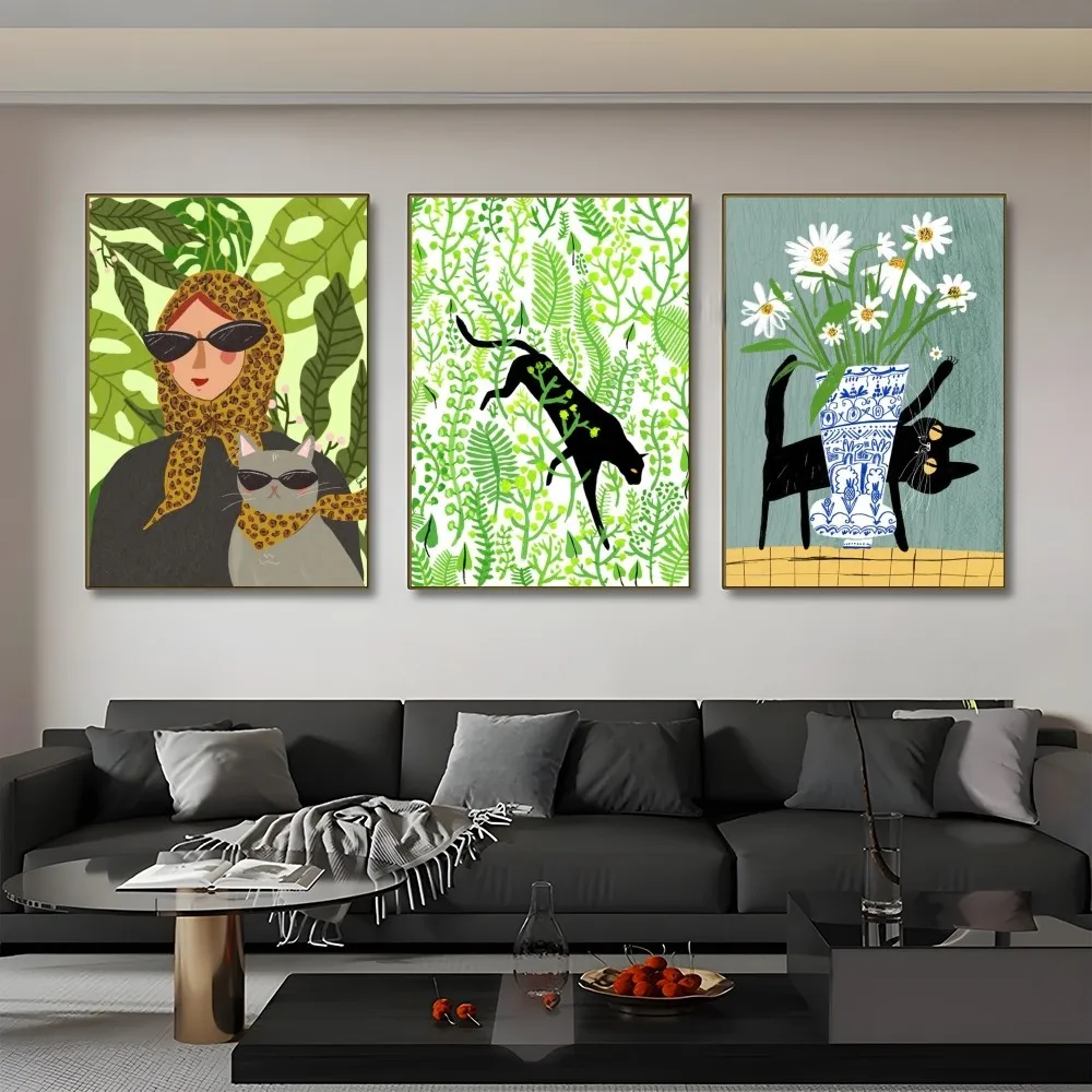 Green Plants Black Cat 5D DIY Diamond Painting