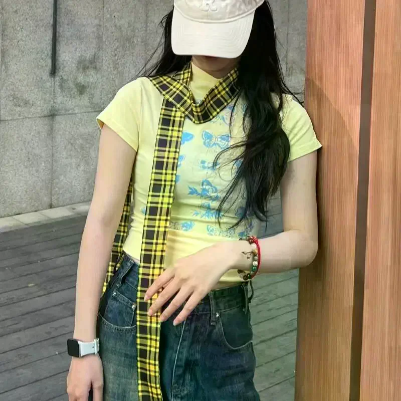 Long Skinny Plaid Waist Belt With Jeans Necktie Scarf Decorative Accessory Personality Trendy Hairband Fashionable Accessory