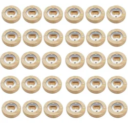 30PCS/lot Blank DIY Wooden Round Shape Bottle Opener Coaster Fridge Magnet Decoration Beer Bottle Opener