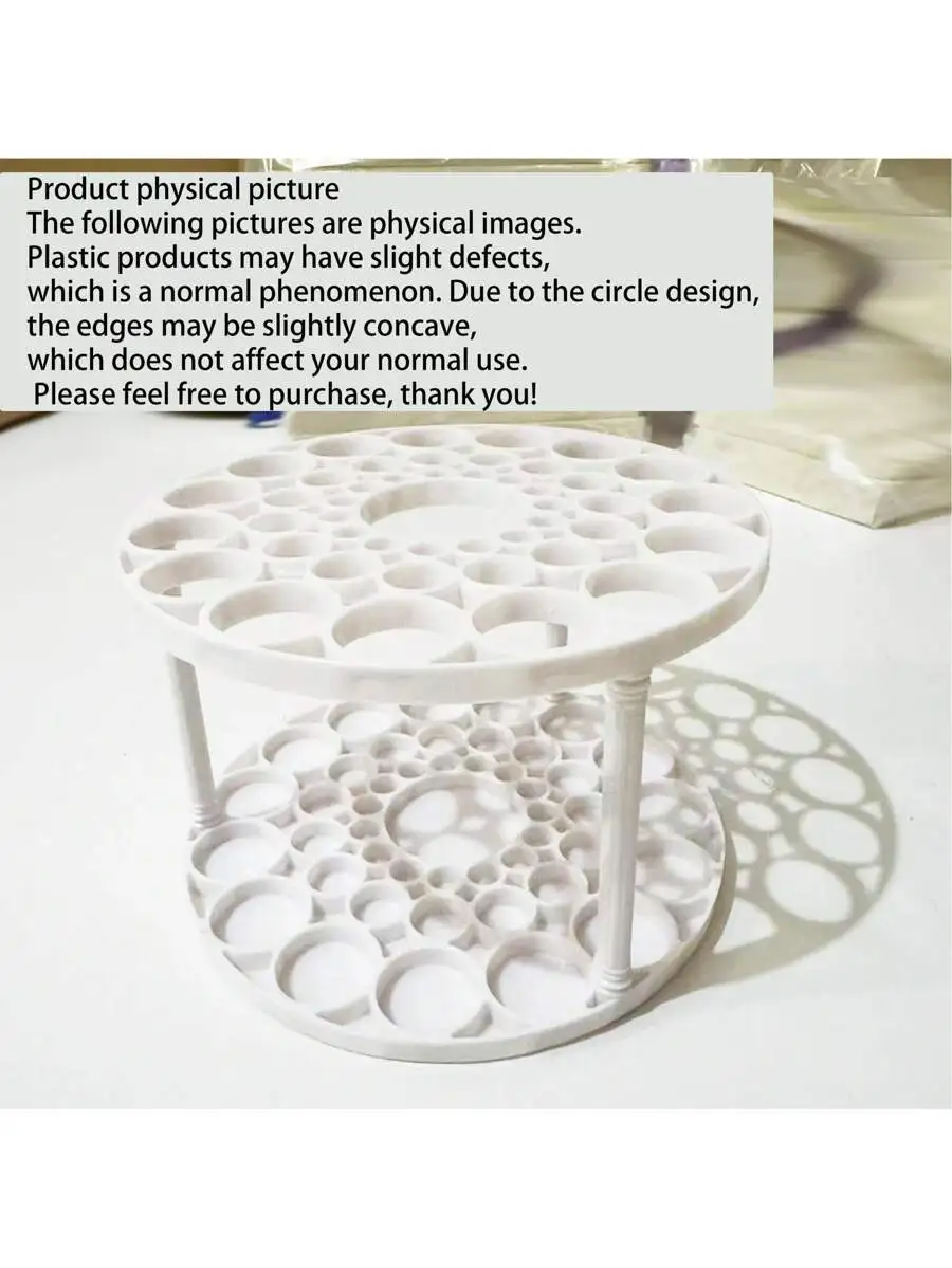 

360 Degree Rotating Paint Brush Organizer Plastic Storage Rack For Art Brushes Pens Makeup Tools White Desk Accessory