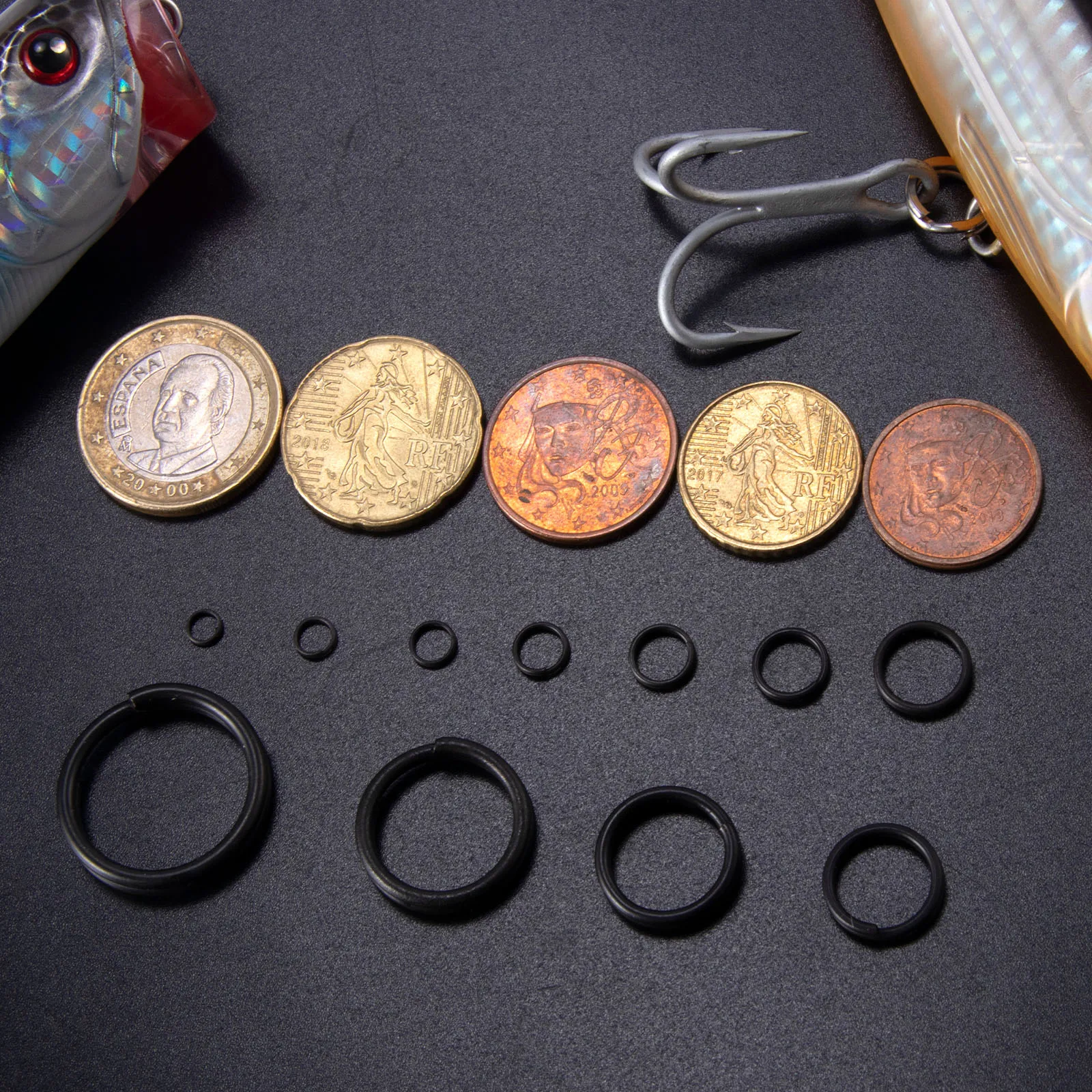 Fishing Lure Split Ring 3.5mm-22mm for Changing Fishing Hooks Hard Baits Connector Lure Snap Stainless Steel Matt Black view 5
