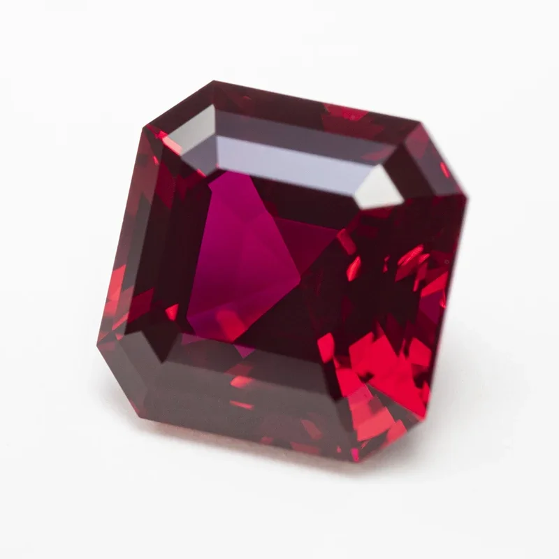 Lab Grown Ruby Square Pigeon Blood Red Asscher Cut VVS1 Gemstone Charms DIYJewelry Making Materials Selectable AGL Certificate