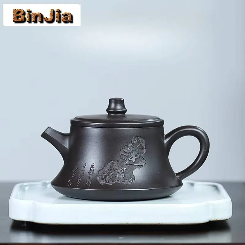 

180 мл эстетические фиолетовые глиняные чайники Исин, горшок ручной работы, сырая руда, Чжу, чайник для обжарки грязи, китайский чайный сервиз Zisha, принадлежности