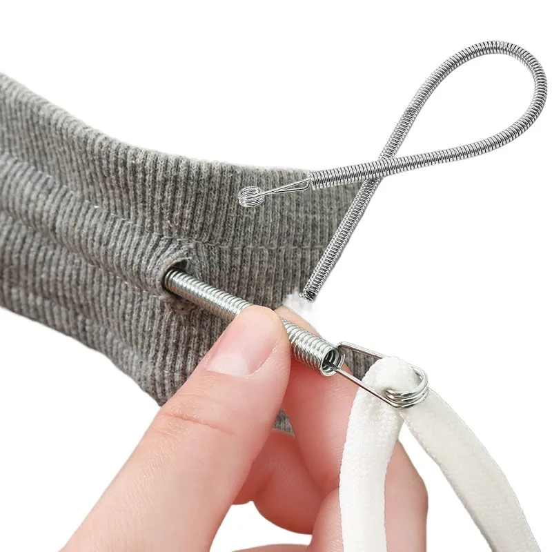 Bendable Spring Drawstring Threader Clip Pants Hoodies Elastic Band Lace Cord Flexible Drawstring Thread DIY Sewing Accessories
