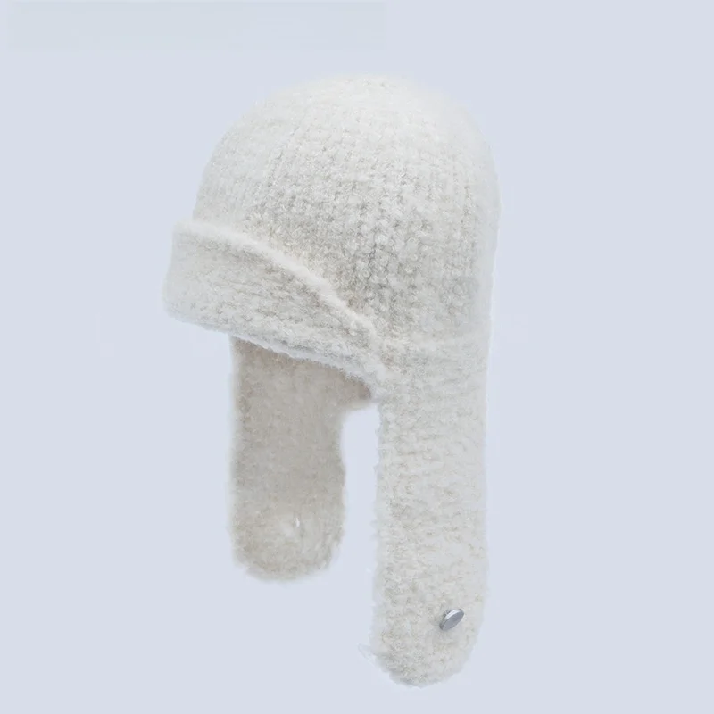 Xiaoyu Hat Club Knitted Warm Lei Feng Hat Big Head Circumference Cold-Proof Woolen Cap Earmuff Face-Looking Small Flng Ski ...