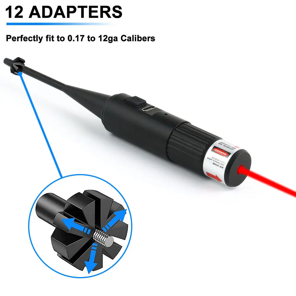 Imagem -05 - Tático Laser Vermelho Bore Sight Rifle Collimador Revólver Usb Recharge. 177 a 12ga