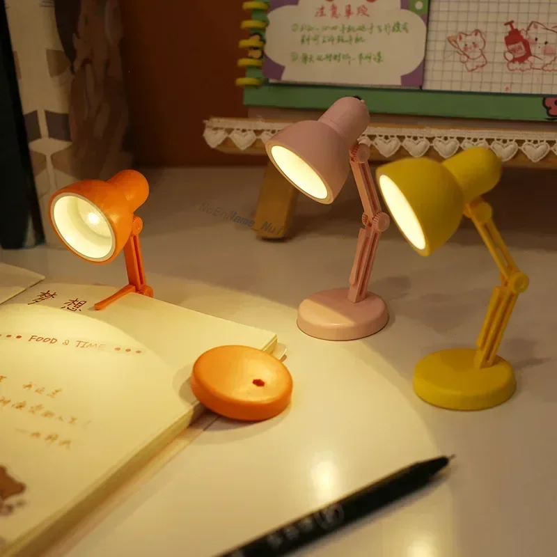 Mini Led Book Light Foldable Small Desk Lamp with Clip on Book Night Light Eye Protection Bedside Study Lamp Reading Accessories