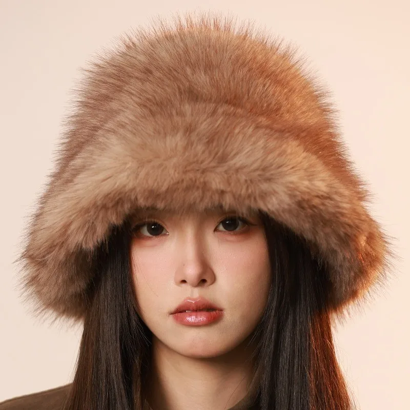 A versatile warm and ear-protecting fisherman's hat for women new winter thickened basin with velvet