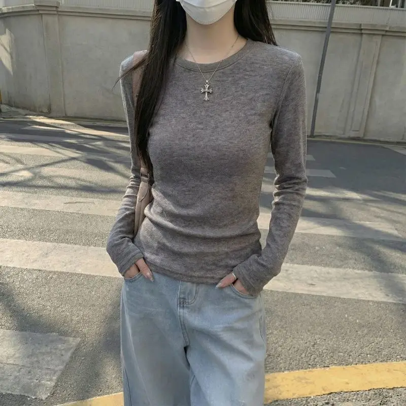 2026 Damen Herbst-Winter T-Shirt Stilvolles O-Neck Dralon-Basis-Top Fleece-Gefüttertes Langarm-Thermo-T-Shirt für das Schichten-Looking – Detail 9