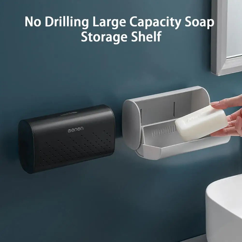 Soap Dish With Lid Wall mounted Waterproof Space Saving Container Drain Holder Daily Use Organizer Bag Bathroom Accessories