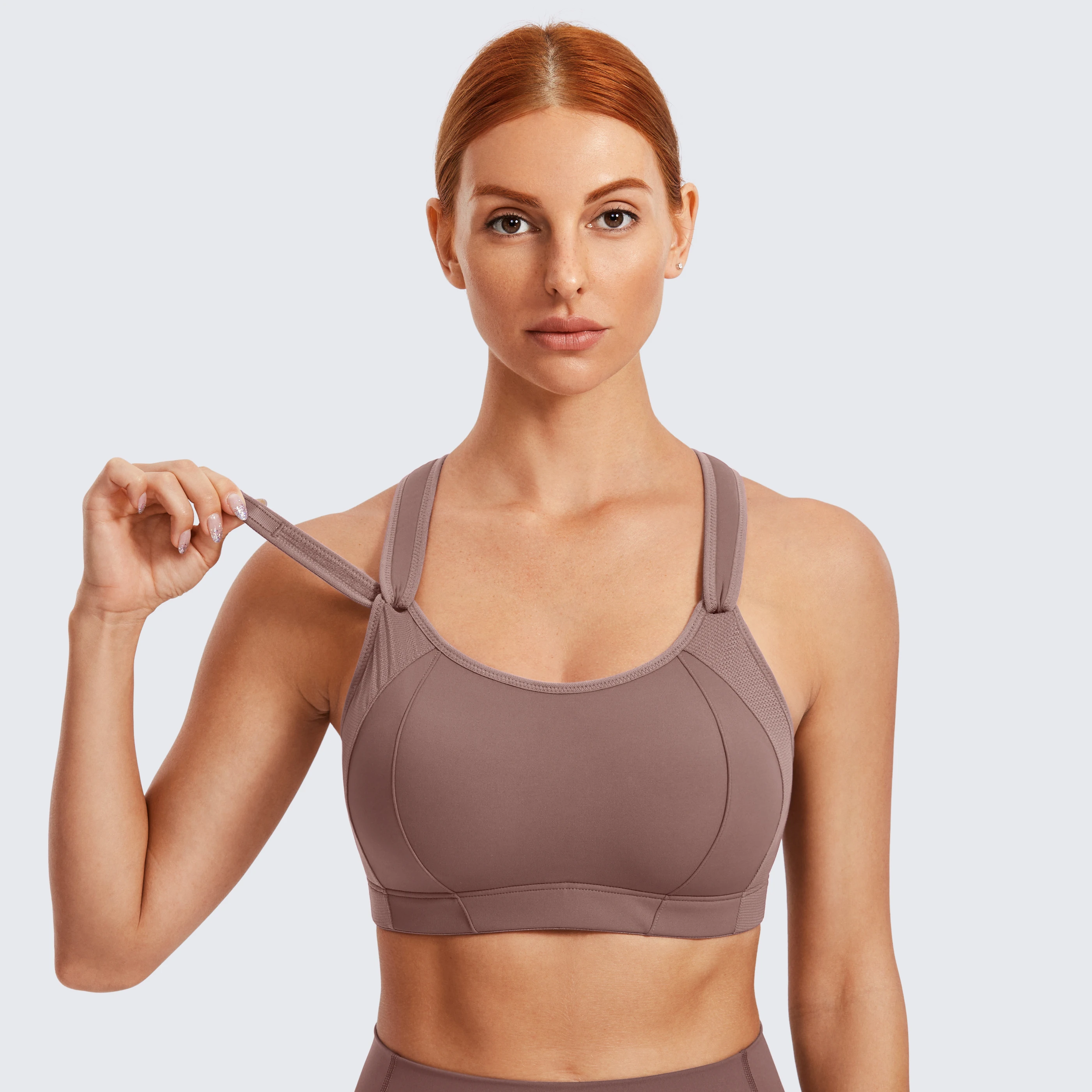 Reggiseno sportivo anteriore regolabile ad alto impatto supporto leggermente imbottito Wireless Racerback donna allenamento reggiseni da corsa siere top reggiseni