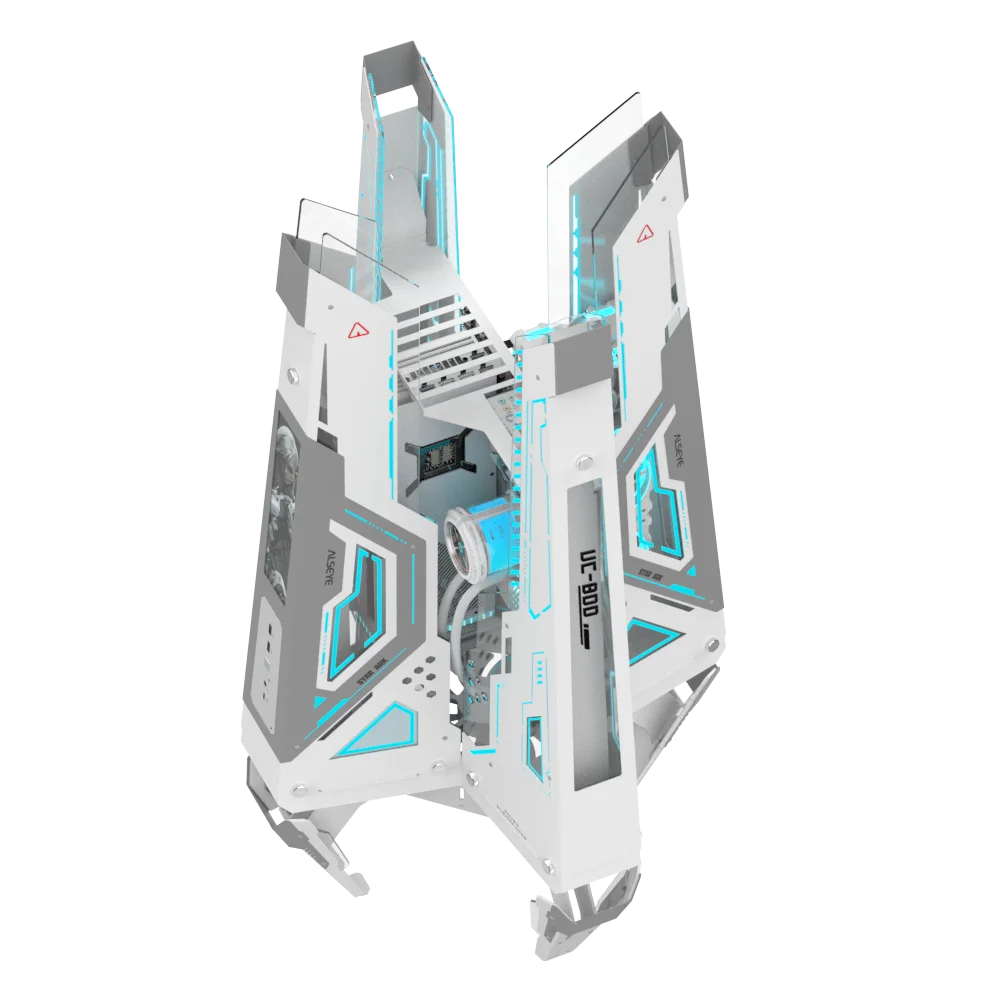 ALSEYE STAR ARK computer case features futuristic design, modular panels, easy wiring and supports 360-degree water cooling.