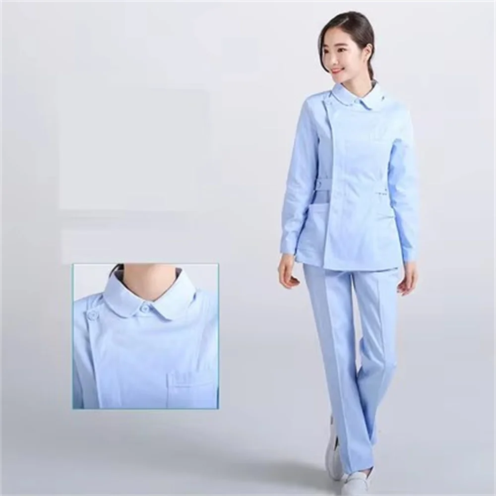 Uniforme d'infirmière à manches longues et col rond pour femme, costume UC, salopette de pharmacie dentaire, salon de beauté, nouveau