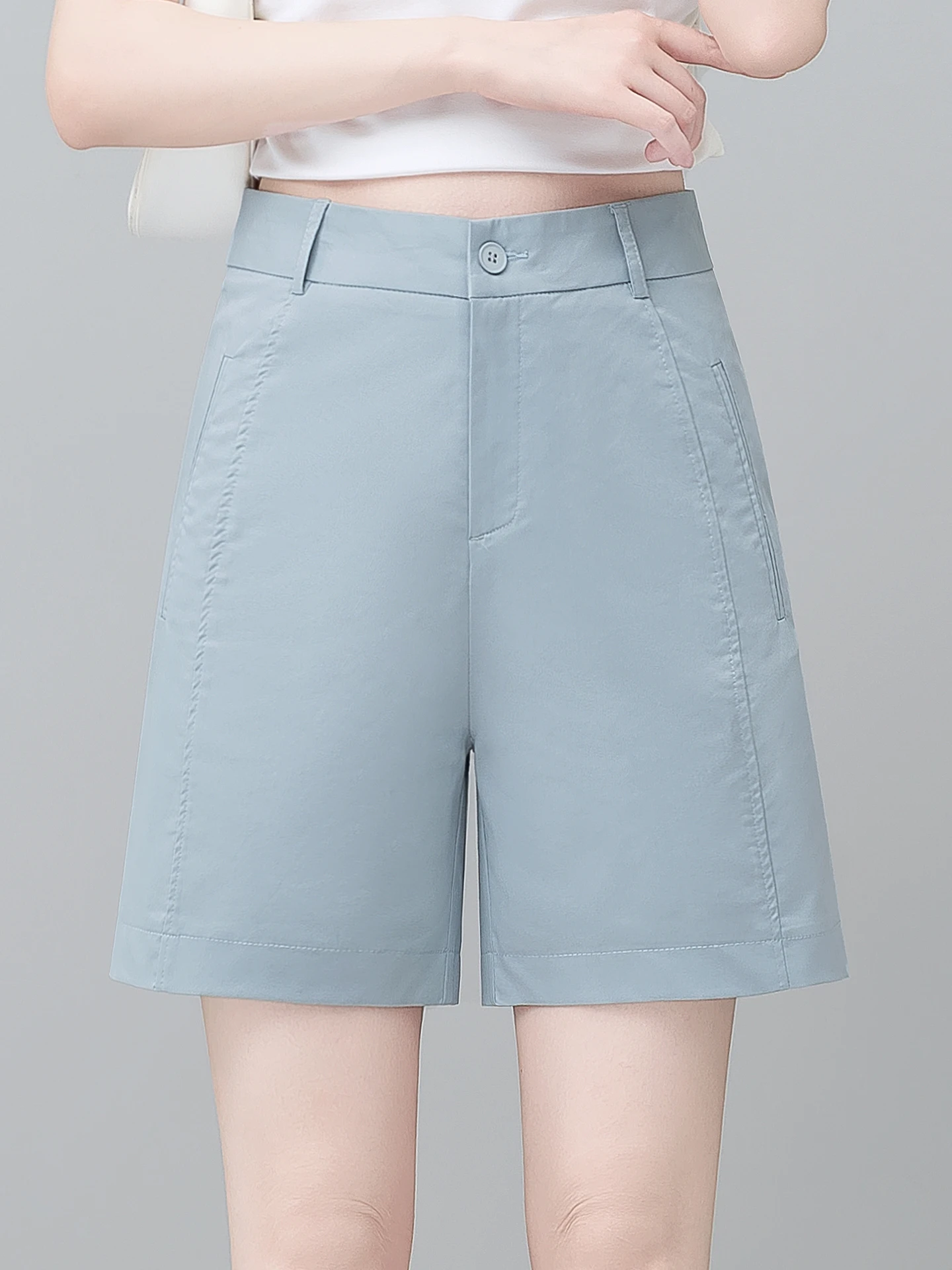 High Waist Slimming A-Line Casual Wide Leg Short Pants Women's Summer Thin Cotton Lyocell Fabric Comfortable Breathable Shorts