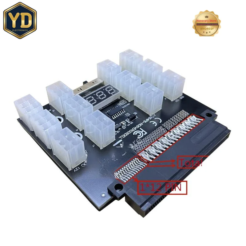 YD PCI-E 12V 50Pin to ATX 12 X 6Pin Power Supply Server Adapter Breakout Board for DELL 750W 1100W 1600W 2000W 2400W PSU GPU Min
