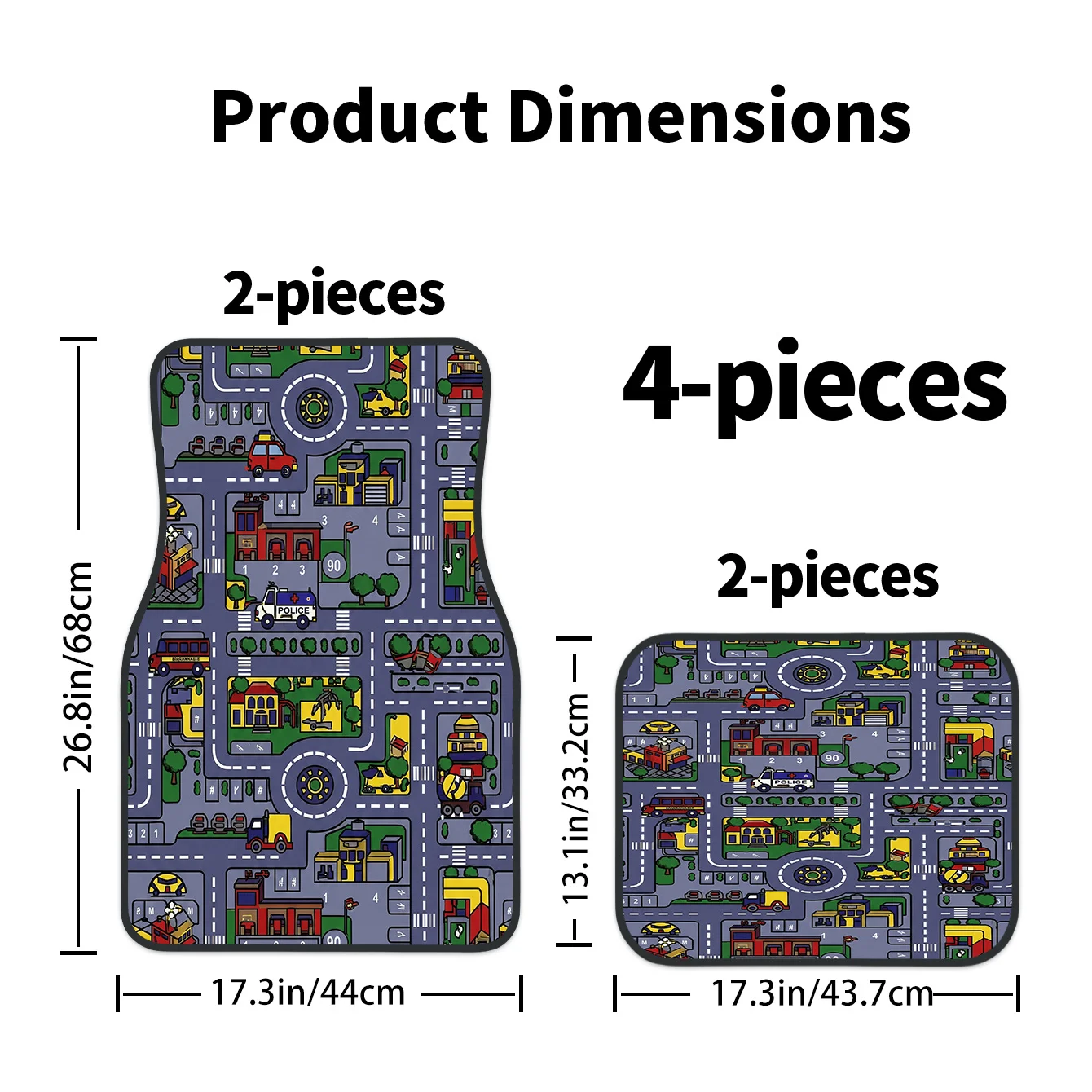 4pcs Set High-End City Traffic Pattern Printed Car Floor Mats | Easy To Clean, Decorative And Protective Accessories For Driving
