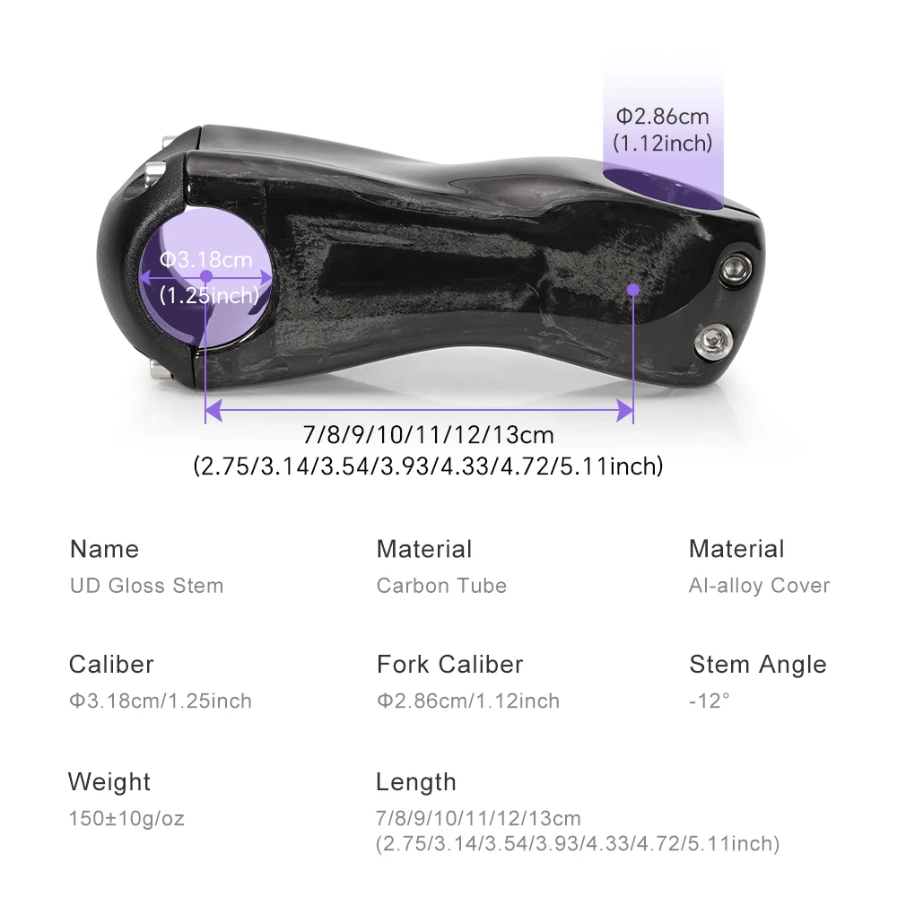 TOSEEK الكربون Stem12Degree دراجة هوائية جبلية الجذعية 31.8 مللي متر دراجة المقود ينبع 70/80/90/100/110/120/130 مللي متر أسود لمعان دراجة جزء #2