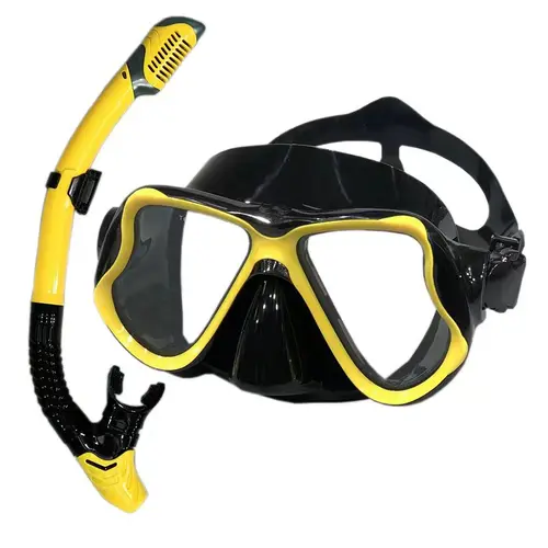 Imagen 2 del producto Gafas de silicona suaves impermeables para natación profesional, gafas antivaho con revestimiento, máscara de buceo con tubo de respiración completamente seco
