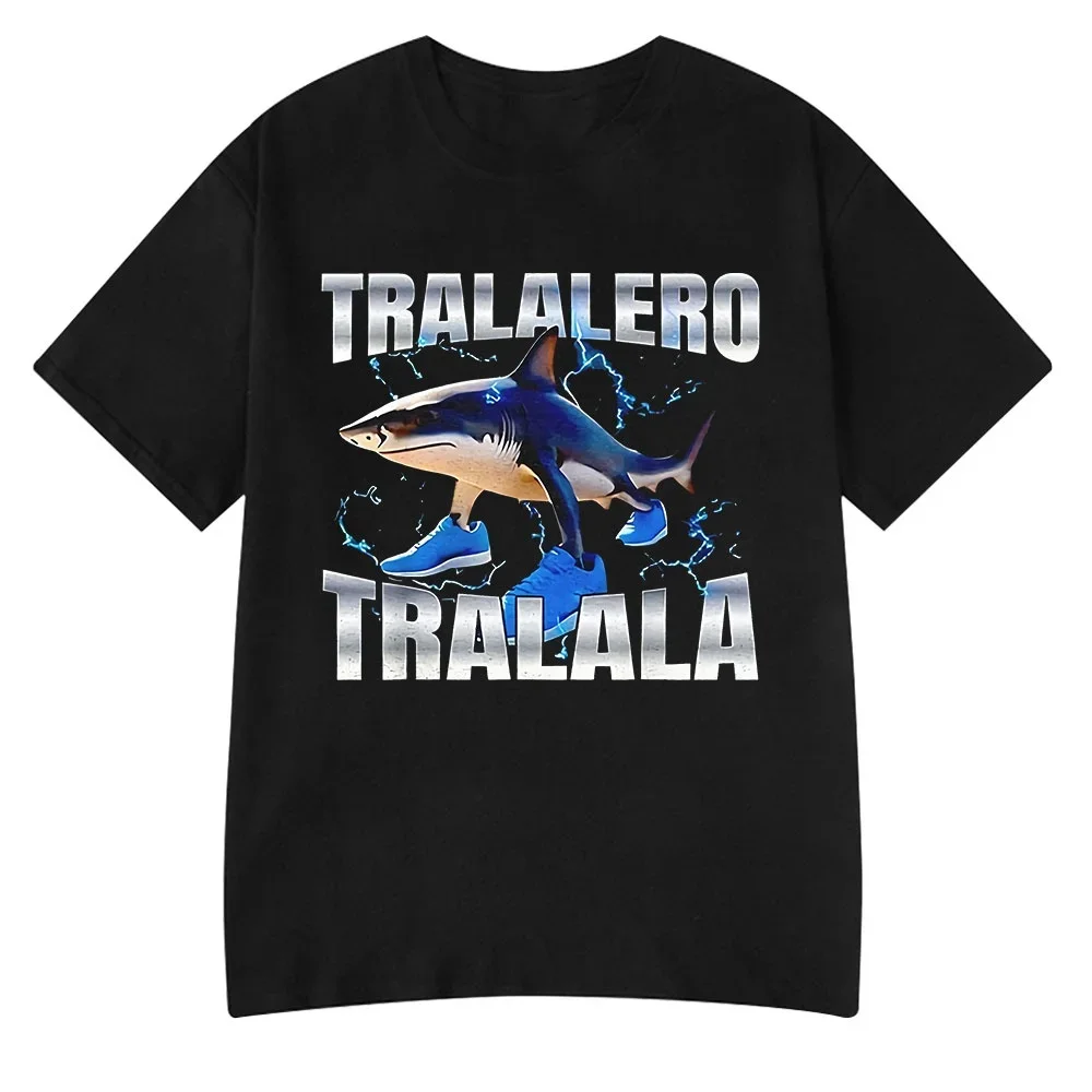 الصحور ميمي تي شيرت Tralalero Tralala Bombardiro Crocodilo متعة التي شيرت الرجال والنساء محبوك قصيرة الأكمام تي شيرت