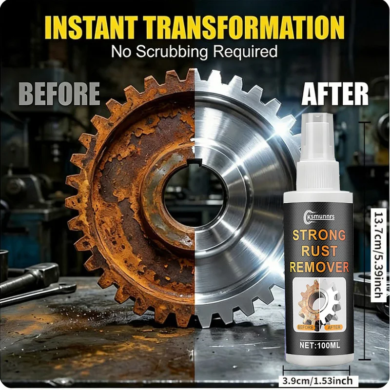 100ML Metal Rust Remover & Protector Spray - Heavy-Duty Corrosion Inhibitor with Hydrogen Peroxide, Fast-Acting Formula for Cars