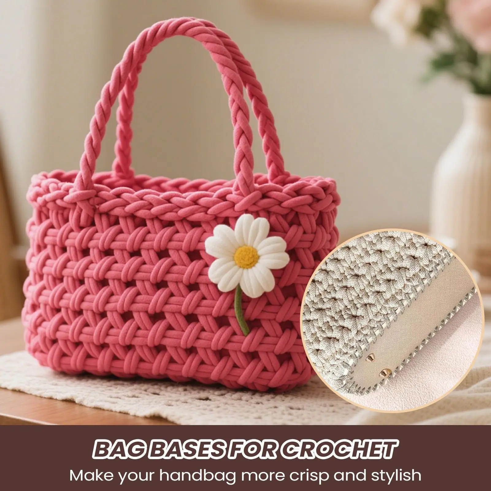 Crochet Bag Bottom Base Knitting Making Kit Bottom Shaper Pad With D Shape Handles For Women Men Hobbyists Enthusiasts Family