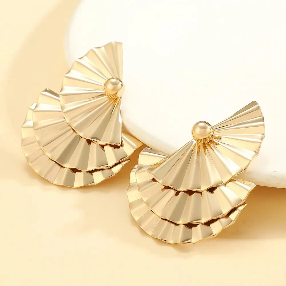 Exaggerated Earrings Exaggerated Layered Fan Shape Women's Earrings in Solid Color for Club Party Celebrity Performance Stylish