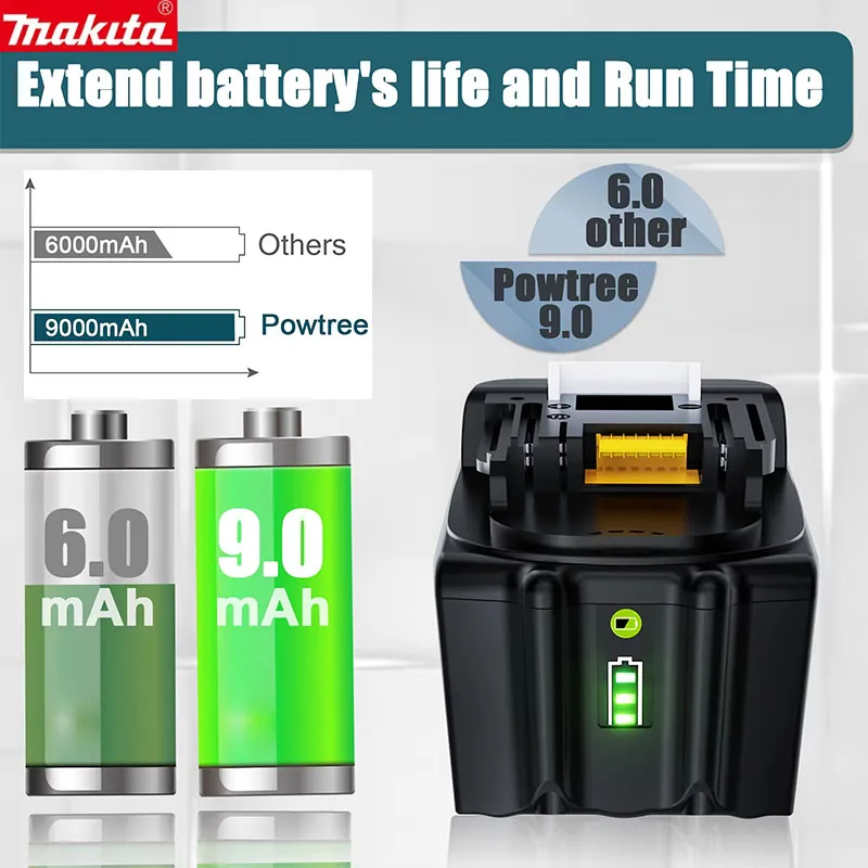 Original Makita 18V 5Ah rechargeable battery, LED displays battery level,  for Makita BL1830 BL1840BL1860B BL1850 power tools