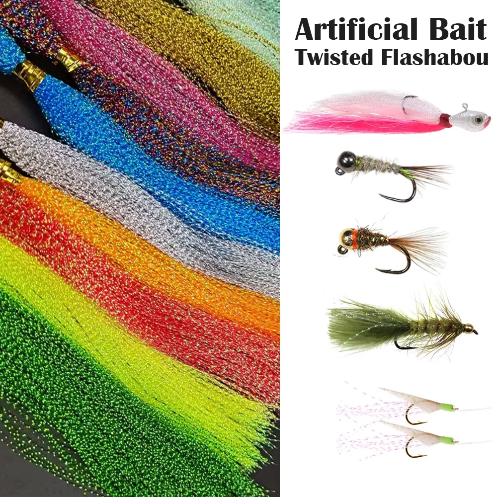 

Colorful Spiral Flashabou Fishing Lures Fishing Hooks Tying Material Fly Fishing Artificial Bait Flashy Decorative Thread Jig