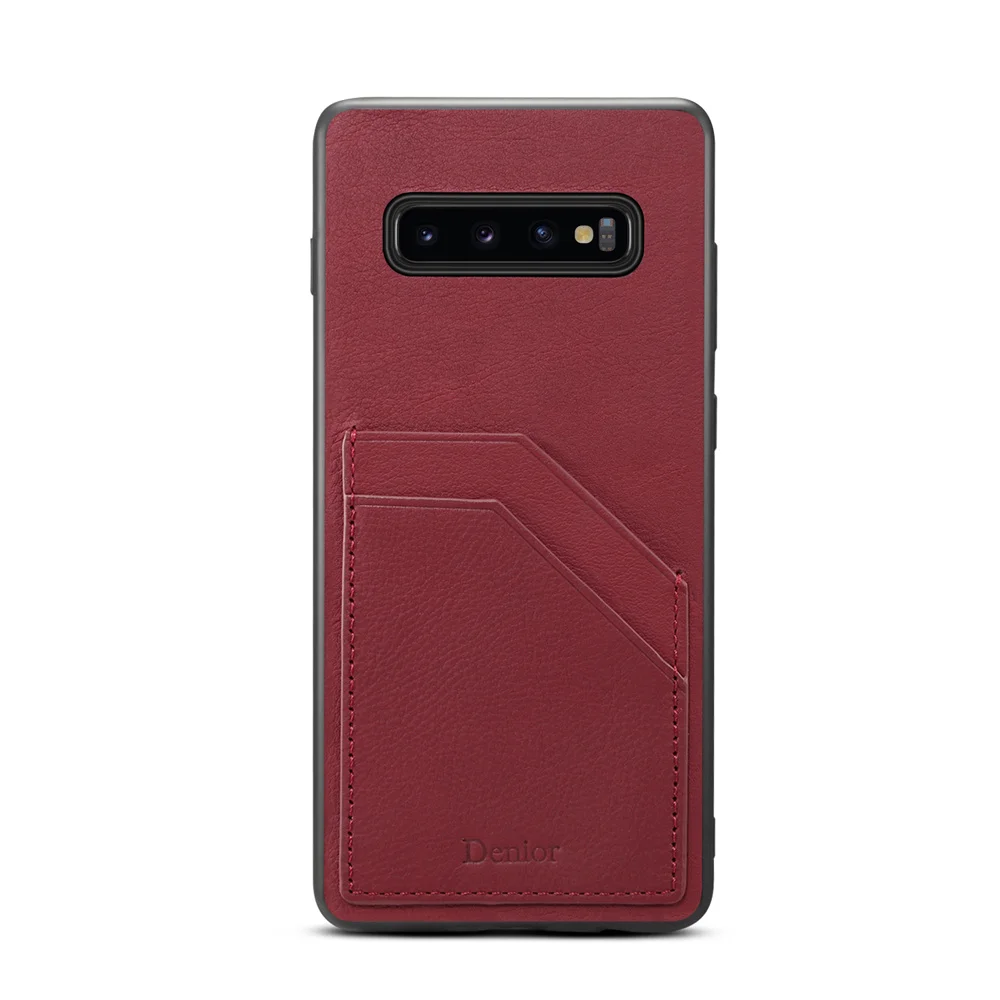 S10 Luxury Top Layer Cowhide Genuine Leather Case for Samsung Galaxy Note 9 S10 Plus Rugged Soft Edge Card Holder Defender Cover