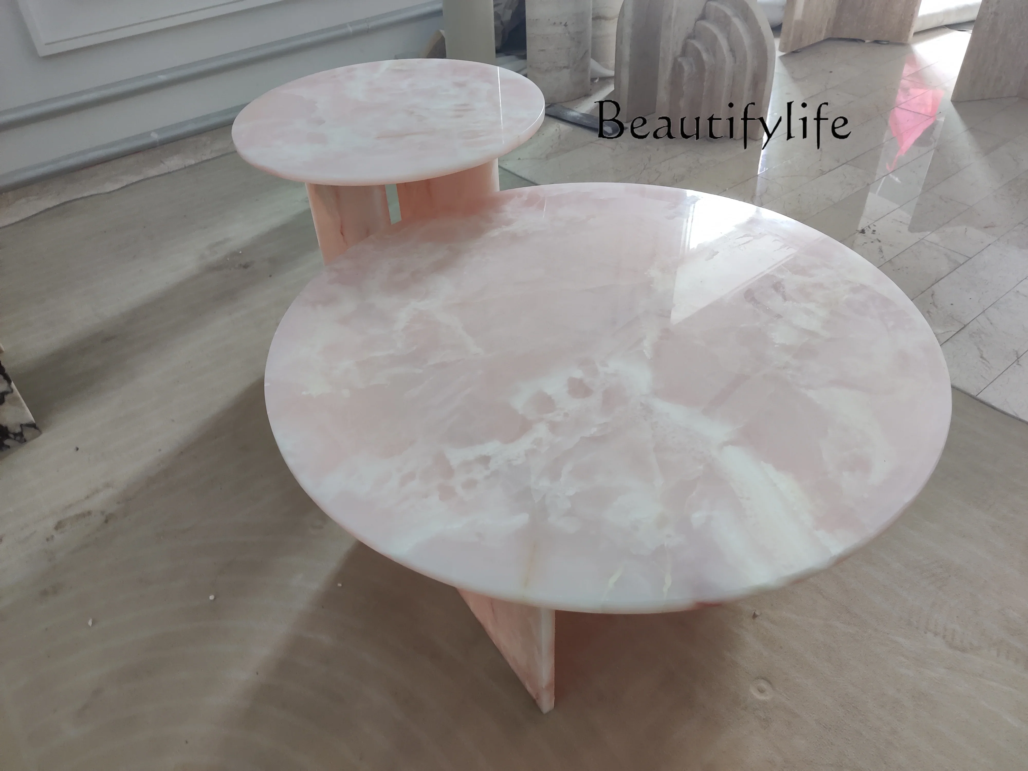 M Nordic Natural Travertine Coffee Table Small Apartment Living Room Creative Tea Table Marble Designer Wabi Coffee Table