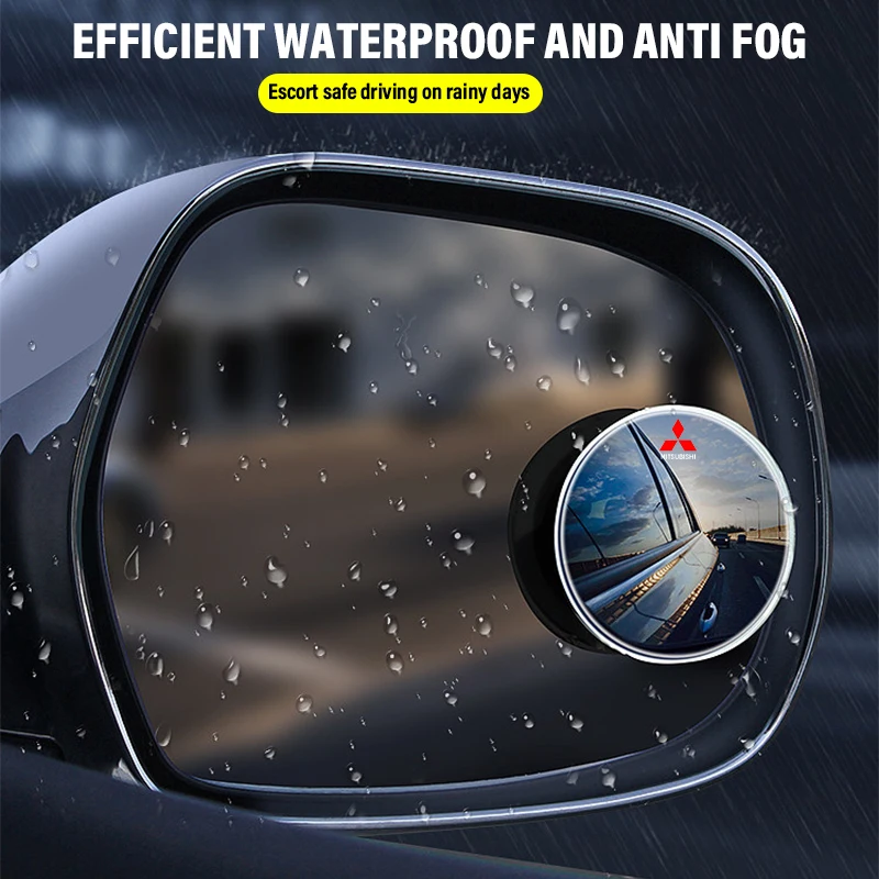 360 Degree Car Blind Spot Rear View Mirror Wide Angle Adjustable Emblem For Mitsubishi Lancer ASX Mirage Pajero Xpander Attrage - view 5