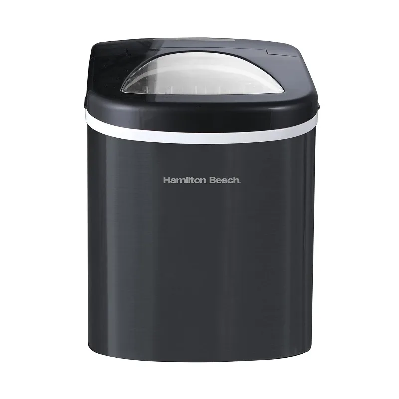

Hamilton Beach Compact Countertop Ice Maker, 26lbs of Ice per Day, Black Stainless
