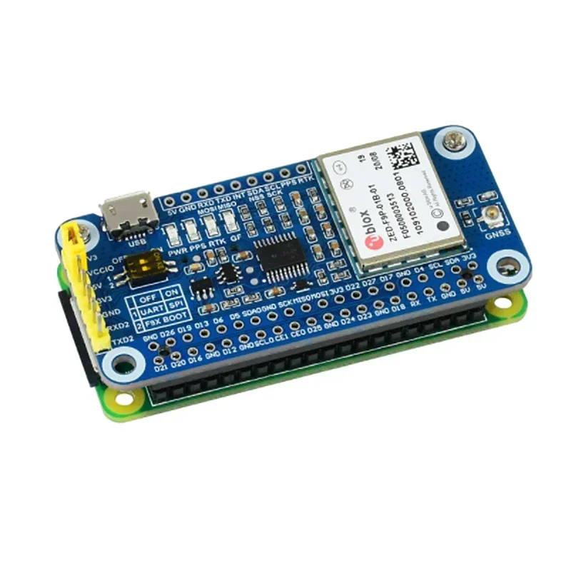 Waveshare ZED-F9P GPS-RTK HAT para precisión de nivel centimétrico, módulo GPS diferencial RTK multibanda