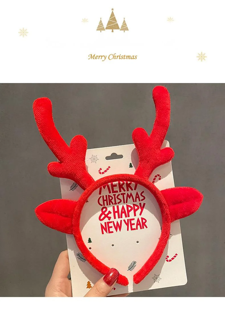 Weihnachtsclips für weibliche Hirschgeweihe, dekorative Geschenke, große Schleifen-Stirnbänder, Haar-Accessoires, Kopfbedeckungen_voghion.com