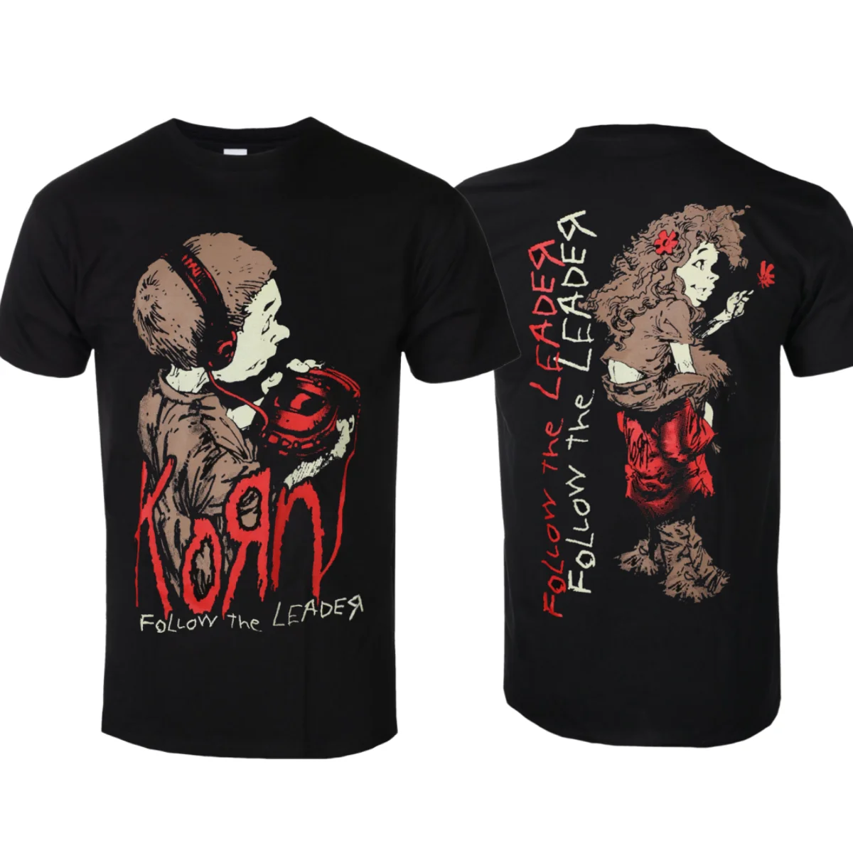 Korn Follow The Leader Hopscotch Printed T-shirt Nu Metal Band Style Daily T-shirt Suitable for Both Men and Women T Shirt