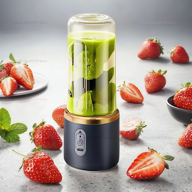 Portable Juicer Cup Smoothie Blender 6 Blade Blender Bottle Household Fruit Juicer Cup USB Rechargeable Juicer Mixer