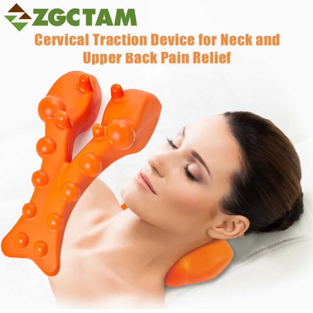 

Chiropractic Pillow Neck Stretcher, Neck Traction Device for TMJ Pain Relief and Cervical Spine Alignment (Orange)